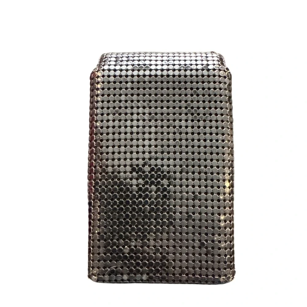Whiting & Davis Vintage Black Metal Mesh Cigarette Case Gold Tone Frame